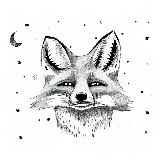 Fox Looking At A Night Sky