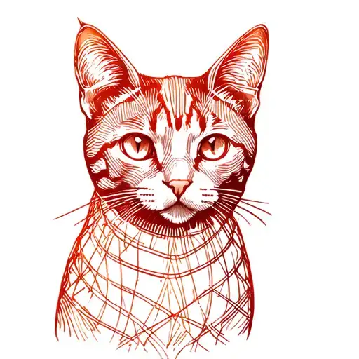 A Cat Made Of Woven Thread