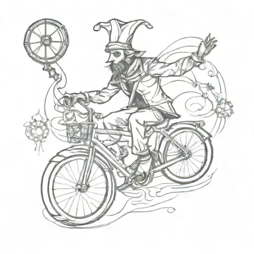Gothic Jester Riding A Unicycle