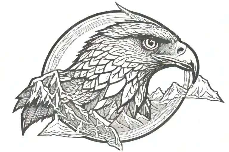 Falcon Head In Center Of Rocky Mountains