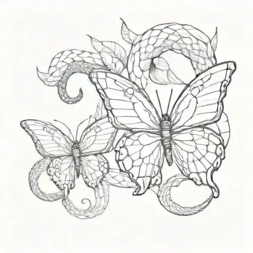 Butterfly With A Snake Slithering