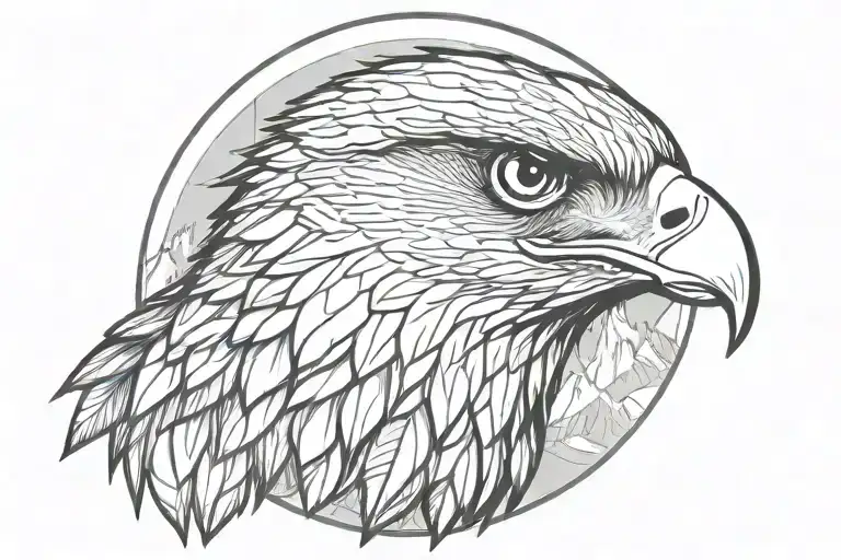 Falcon Head In Center Of Rocky Mountains