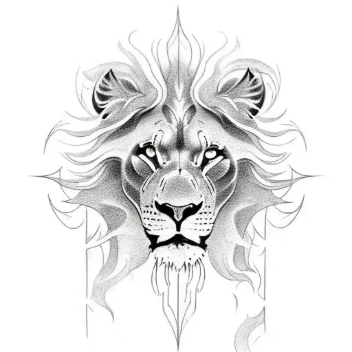Black And White Lions Mixed With Sun Tattoo For Forearm Expressing Motivation And Power