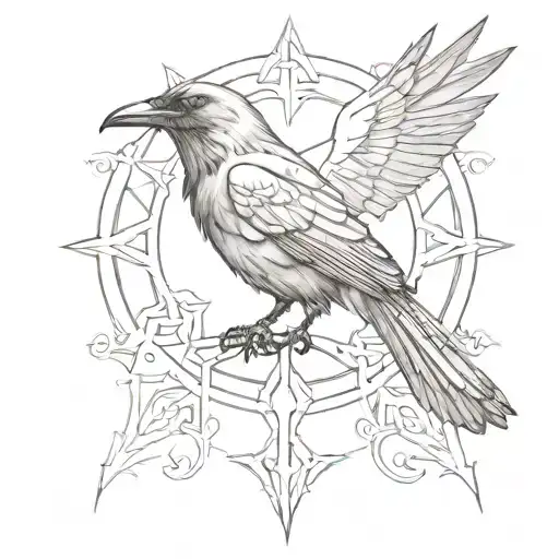 Raven And Algiz Rune