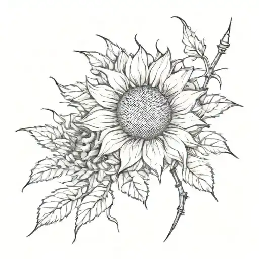 Sunflower And Barbwire On Sholder