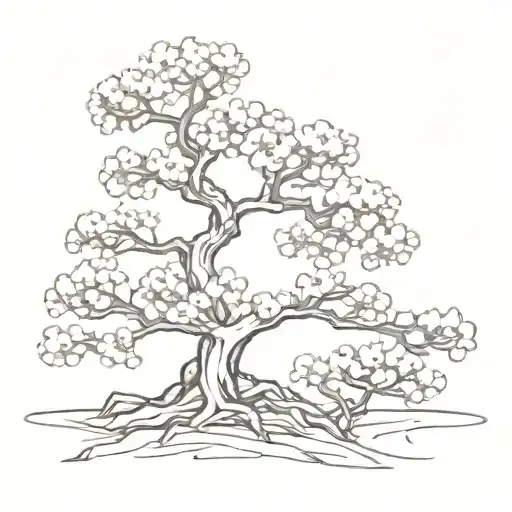 A Stylized Japanese Cherry Blossom Tree With Hidden Symbols From Popular Video Games