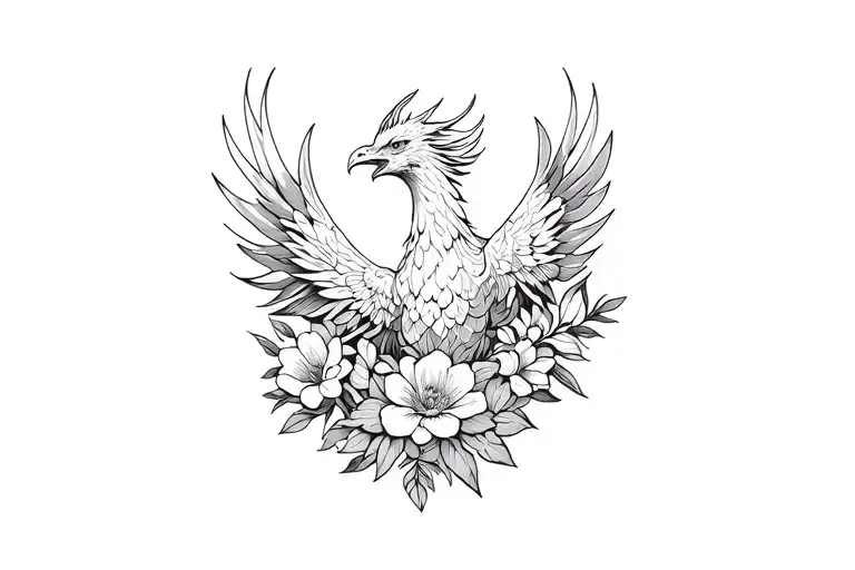 Phoenix And Flowers Forming