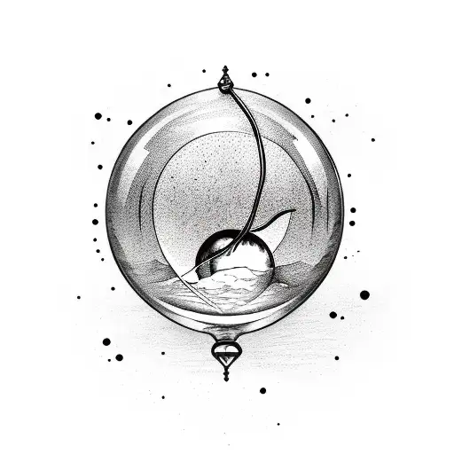 Hourglass Attached To A Ballon Across Space