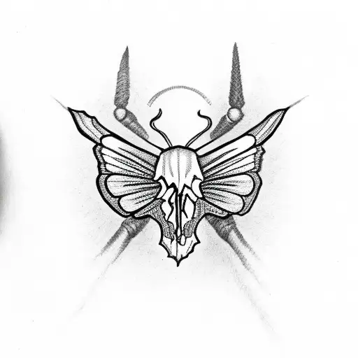 Moth With Misfits Skull Logo