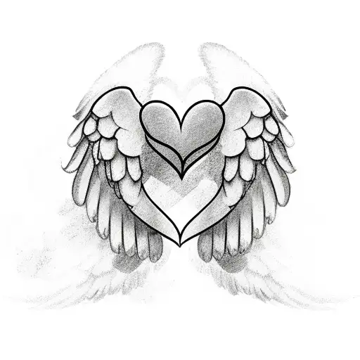 Heart Wrapped In Angel Wings With A Paper Airplane In The Middle