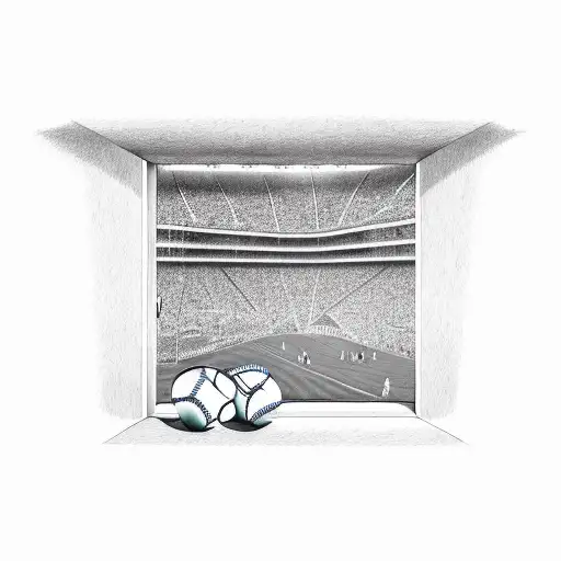 Looking Out Window Left Hand Side Baseball Stadium Right Hand Side Football Stadium