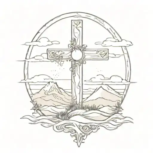 Cross With A Sunset Behinde It