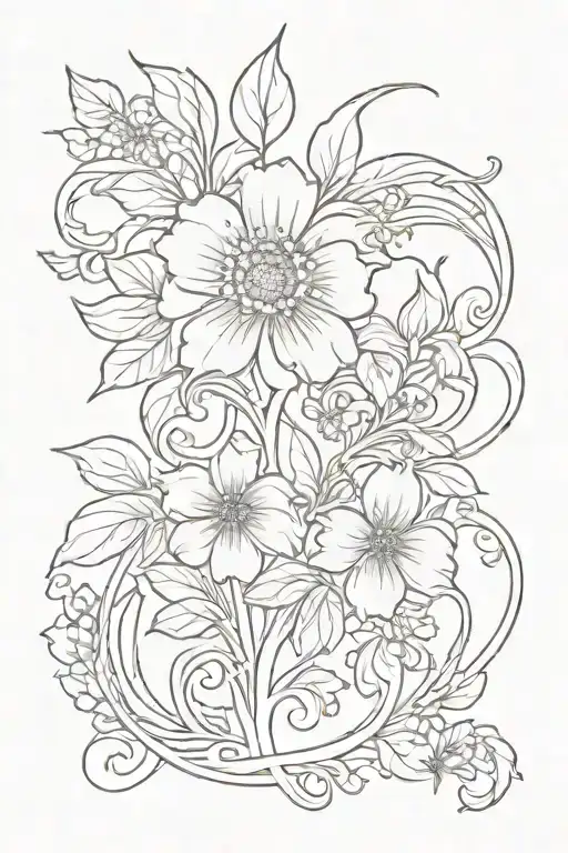 Design A Tattoo Featuring Intricate Art Nouveau Patterns With A Floral Theme