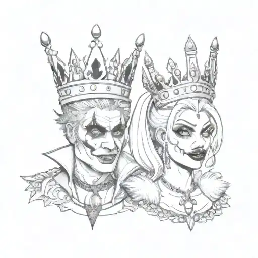 King And Queen Crowns Gangster Harley Quinn And Joker Style