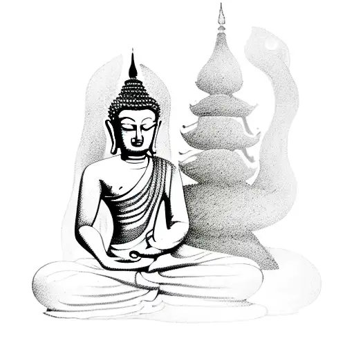 A Serene Meditating Buddha Surrounded By Elements Of Nature From Different Travel Destinations