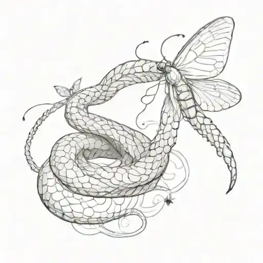 Snake With Moth