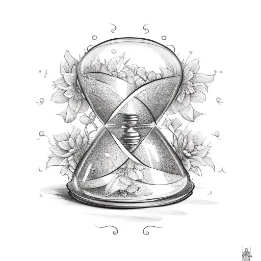 An Hourglass With Flowers Around It
