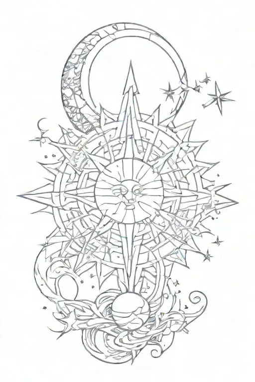 Stars Sun Moon Water Sign Intertwined