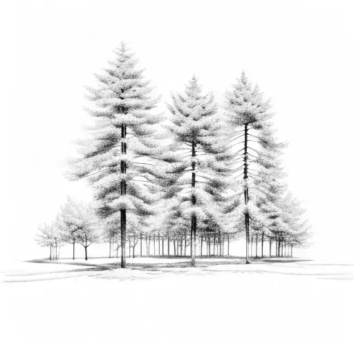 Cotton Plant And Pine Trees