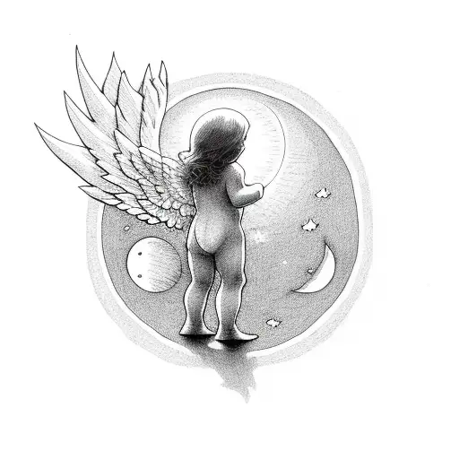 Sunrise And A Little Angel Near The Sun