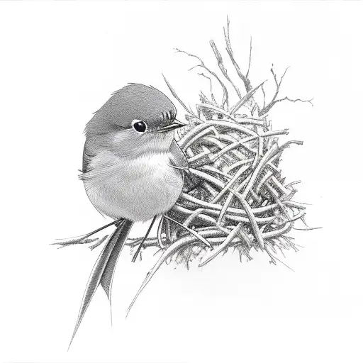 Robin Angrily Tearing Up Its Own Nest