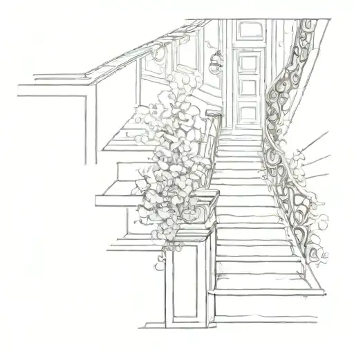 A Stairway With A Staircase In The Background