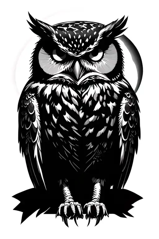 Owl In Front Of Moon