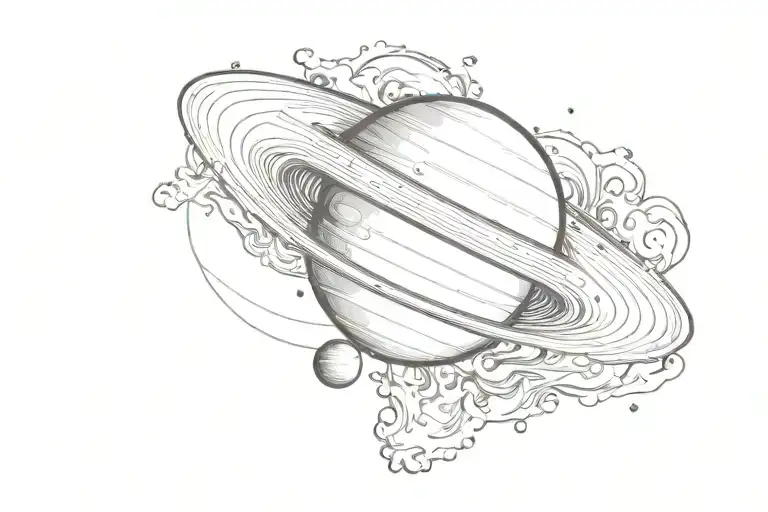 Saturn With Ocean Waves