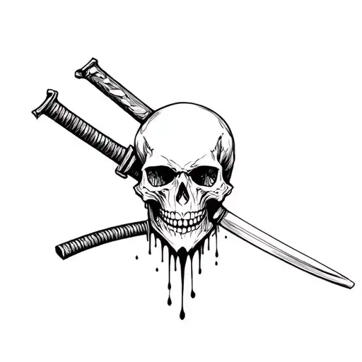 Skull Melting Into A Katana