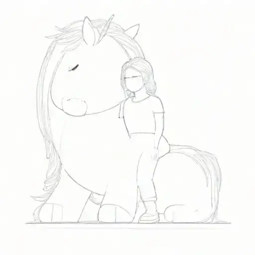 A Girl With A Unicorn Stuffed Animal