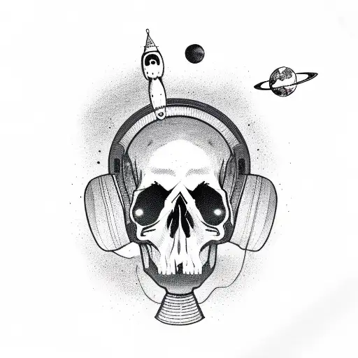 Crazy Astronaut Looking Like A Skull Cowboy