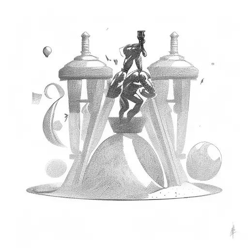 A Mysterious Wrestler Emerging From An Hourglass