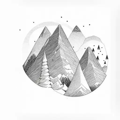 Mountains Moon And Trees