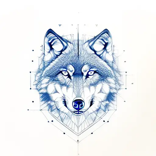 Wolf Blue Eyes Compass Red