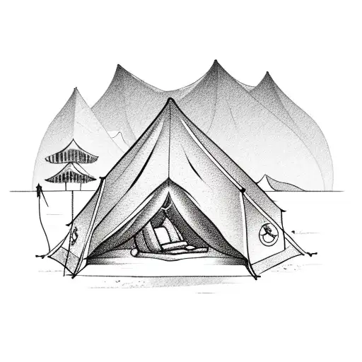 Tent On The Hill With Sea In The Background