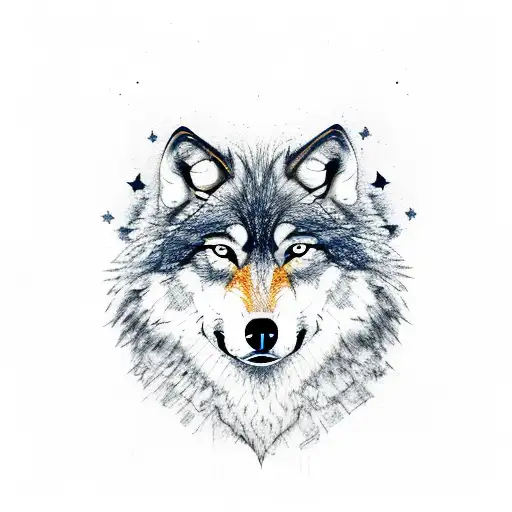 Wolf With American Flag Background