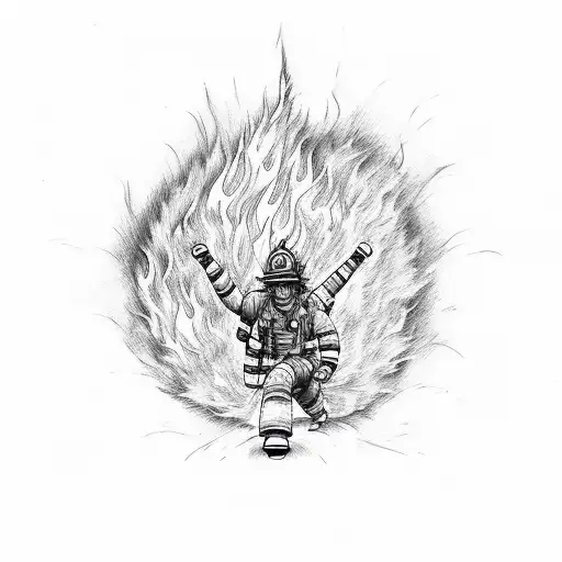 Firefighter In Flames Saving Life