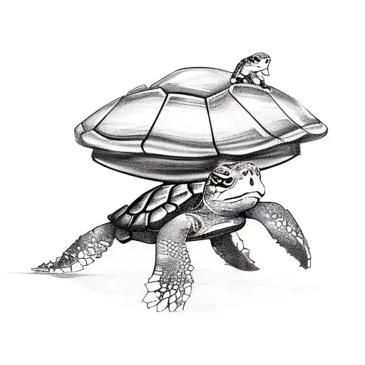 A Turtle Riding A Motorcycle Through Mountainous Terrain