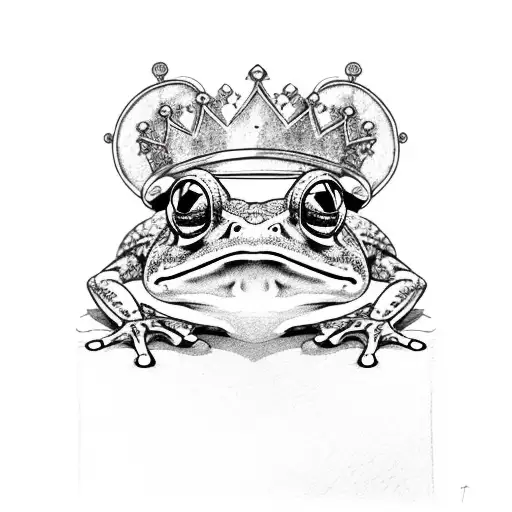 Frog With A Crown On Its Head And Arms Crossed Sitting