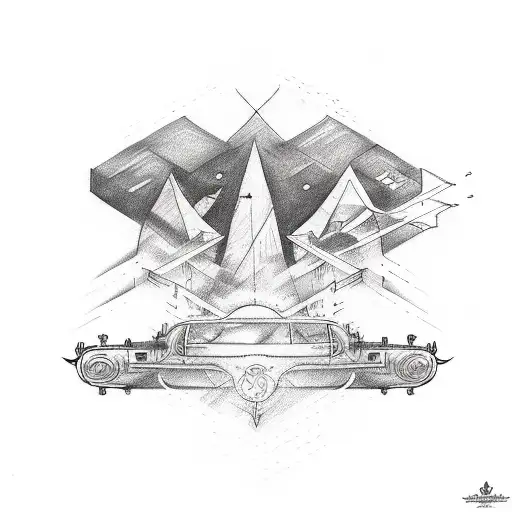 Design A Sleeve Tattoo Featuring Different Modes Of Transportation In A Sketch Style