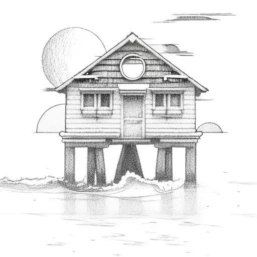 Small Beach House Next To The Sea With Sun