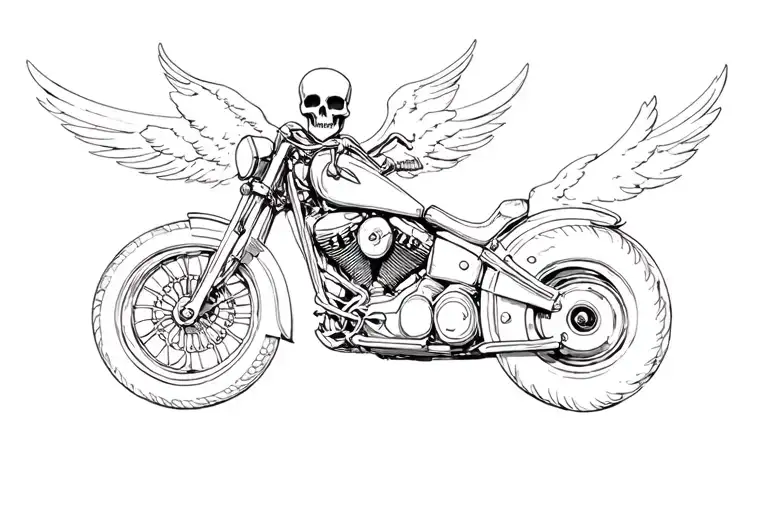 Skelton On A Motorcycle In Heaven