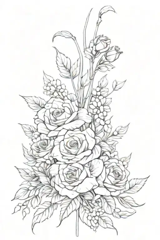 Birth Flower Bouquet Tied Together With A Ribbon January May September