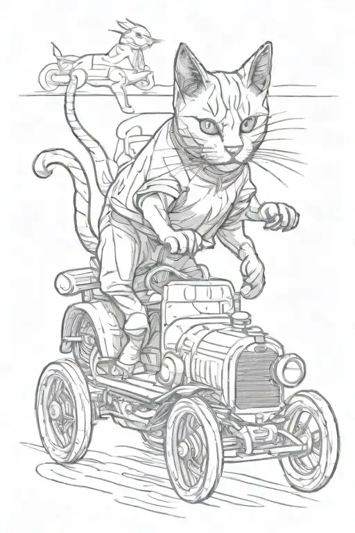 A Sleek Black Cat Riding A Vintage Car Through A Rally Race Track