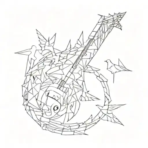 A Music Note Made Out Of Folded Paper Cranes