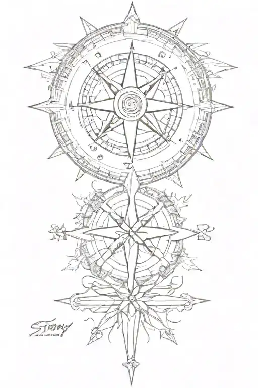 Compass Rose With The Name Stray Kids Hand