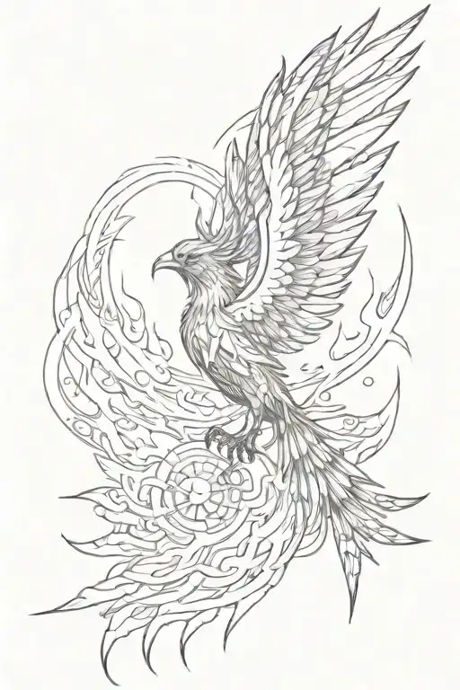 Phoenix With Lightning Bolds Around It