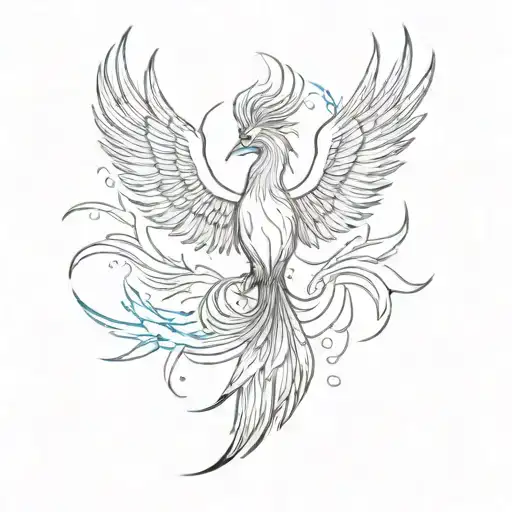 A Phoenix With Lightning Bolts From The Top And Bottom Around The Phoenix