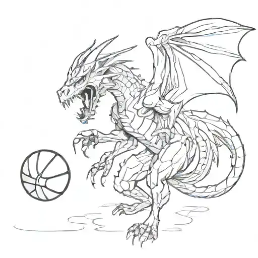 A Dragon Playing Basketball In A Video Game Setting