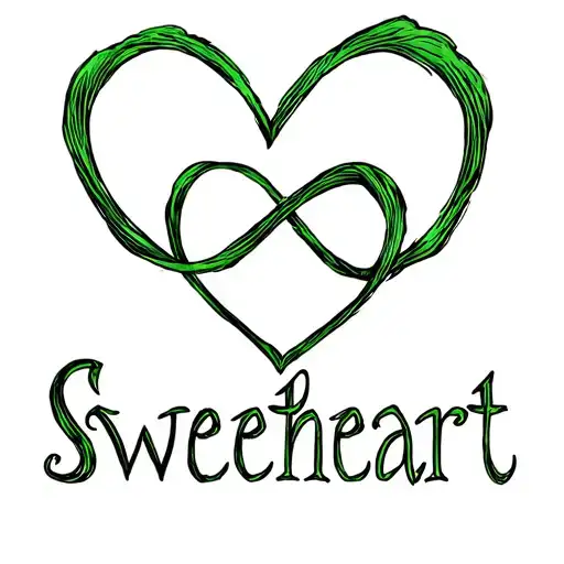 Word Sweetheart With A Infinity Sign And A Green Heart